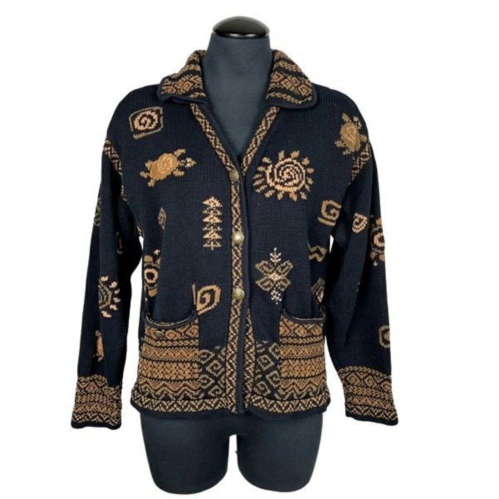 Vintage Icelandic Design Cotton Knit Cardigan Sweater - Women’s S